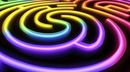 Poster - Colorful Neon Maze Design with Vibrant Gradient Effects