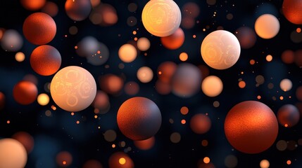 Poster - A mesmerizing abstract image featuring floating spheres in various colors, creating a dynamic and ethereal atmosphere against a dark background.