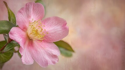 Poster - Delicate Pink Flower Blossoming Against Soft Blurred Background