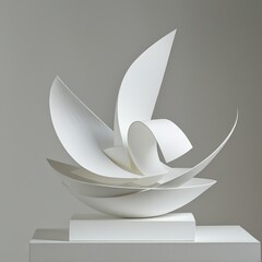 Poster - Elegant White Abstract Sculpture with Flowing Shapes and Curves