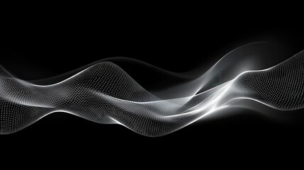 Poster - Abstract Wave Design with Light and Dots in Black Background