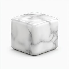 Poster - Elegant White Marble Cube with Soft Veining and Smooth Surface