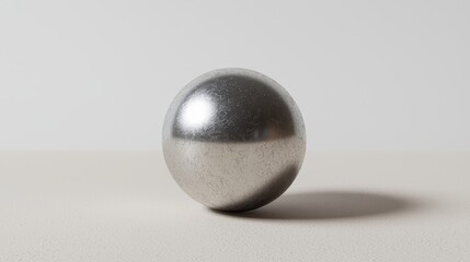 Poster - Metallic Silver Sphere on Light Surface with Soft Shadows Display