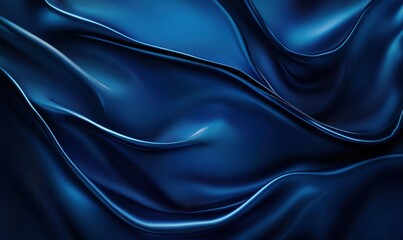 Poster - Elegant and Smooth Blue Fabric Texture with Wavy Patterns Ideal for Backgrounds and Fashion Design Projects