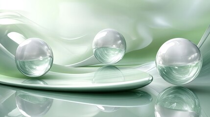 Poster - Abstract design with three spheres on a smooth surface.  Possible use background image for a website or product catalog