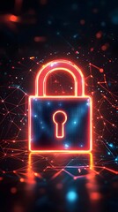 Poster - Abstract digital lock symbolizing cryptographic security against a dark background with futuristic visual elements