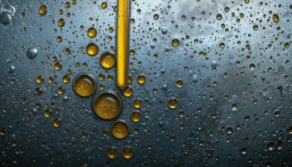 Poster - Close-Up of Colorful Oil Droplets on Smooth Metal Surface
