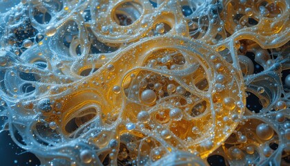 Poster - Vibrant Abstract Formation of Bubbles and Wispy Textures in Liquid
