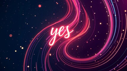 Aufkleber - A purple and red wave with the word yes written in neon letters. The letters are in a wavy line