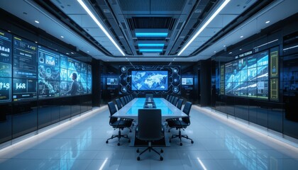 Poster - High-Tech Conference Room with Digital Displays and Modern Design
