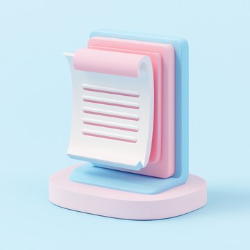 3D document for business workflows, clean isolated setting.