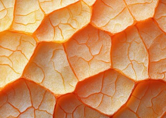 Poster - Intricate Close-Up of Textured Orange Surface with Honeycomb Patterns Highlighting Natural Beauty and Unique Organic Design Elements