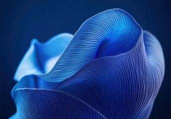 Poster - Intricate Details of a Blue Petal with Smooth Curves and Textured Surface Set Against a Dark Background for Nature and Floral Themes
