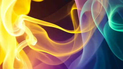 Poster - Abstract colorful smoke waves in vibrant blue, orange, and purple hues. Generated AI