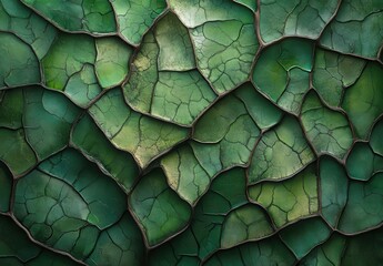 Poster - Intricate Textured Green Surface with Cracks and Patterns Creating a Unique Natural Aesthetic for Artistic and Nature-Inspired Concepts