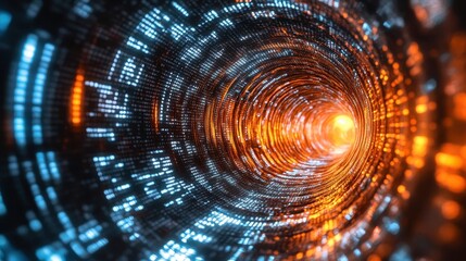 Fototapete - Dynamic light tunnel visualization digital realm abstract image futuristic environment close-up view energy concept