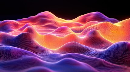 Fototapete - Dynamic digital waves visualization abstract art digital rendering colorful environment close-up view conceptual design