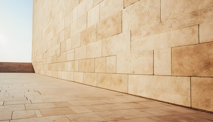 Poster - Beige Stone Wall and Paved Ground Architectural Design
