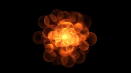 Poster - Abstract glowing orange sphere cluster on black background