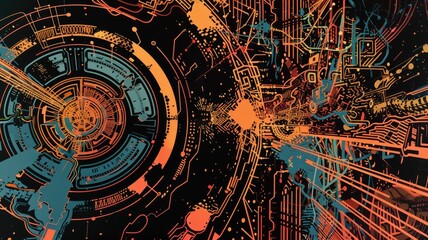 Poster - This captivating abstract artwork features intense colors and dynamic shapes, creating a visually striking design perfect for modern applications and artistic projects.