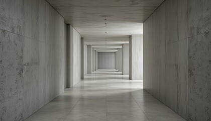 Poster - Modern Minimalist Architectural Corridor with Gray Concrete Walls