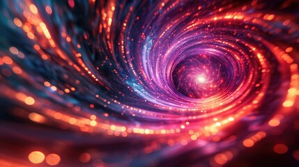 Poster - This mesmerizing image showcases a cosmic vortex filled with swirling waves of light and twinkling stars, creating a stunning abstract representation of energy and motion.