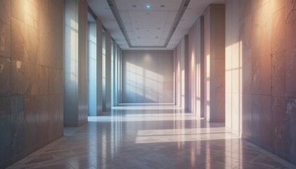 Poster - Bright and Spacious Modern Hallway with Elegant Marble Walls