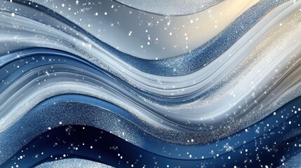 Fototapete - Stylish New Year greeting card background with metallic silver and deep blue tones