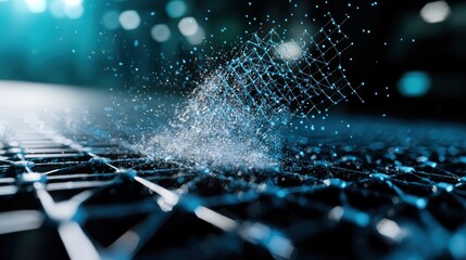 Abstract Digital Data Network Mesh Splashing
