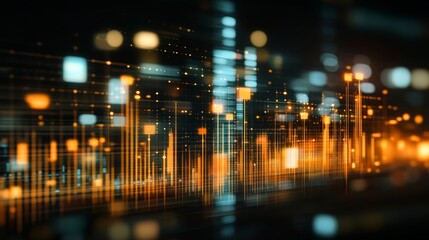 Poster - Abstract futuristic glow background with a network communication and big data analysis visualization concept for modern digital era