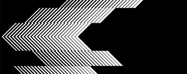 Poster - striped transition from black to white with abstract strict lines in the form of a sharp arrow. mode