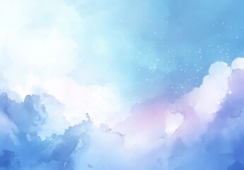 Poster - Serene Abstract Sky with Light Blue and Lavender Hues, Ethereal Clouds and Gentle Sparkles, Perfect for Backgrounds and Artistic Projects