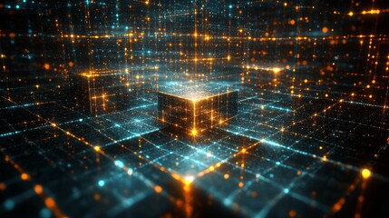 Poster - Abstract digital cyberspace technology background for innovative connectivity solutions and artificial intelligence conceptual illustration