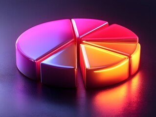 Poster - vibrant glowing pie chart visualizing cash flow distribution among business categories