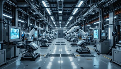 Poster - Advanced Robotics Manufacturing Line with Sleek Automation Technology