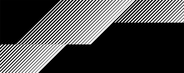 Poster - abstract striped black and white pattern with a smooth transition from black to white thin broken li