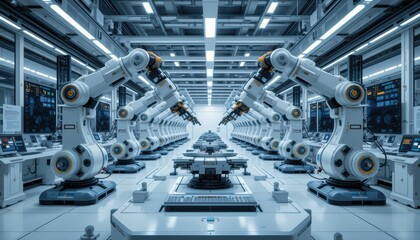 Poster - Advanced Robotics Technology in Futuristic Manufacturing Facility