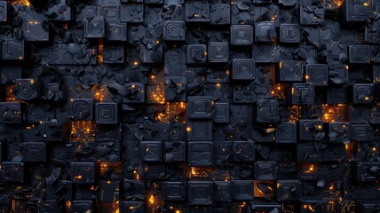 Poster - A captivating dark background features an intricate AI pattern with glowing elements. This abstract design creates a modern and technological atmosphere, perfect for various creative projects.