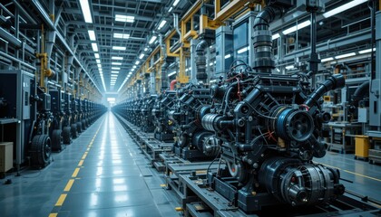 Poster - Advanced Industrial Engine Manufacturing Facility with Precision Technology
