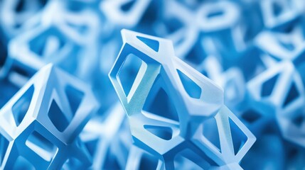 Poster - Abstract geometric shapes, cool light blue.  Close up, 3D render.  Possible use Technology background