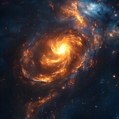 Wall Mural - minimalist glowing spiral galaxy nebula with vibrant cosmic swirls and bursts of color