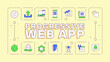 © IMG visuals icons - Progressive web app light yellow word concept. PWA advantages and components. Software development. Typography banner. Vector illustration with title text, editable icons color. Hubot Sans font used