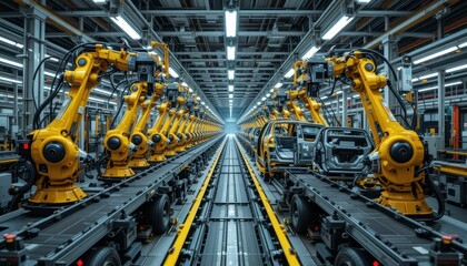 Poster - Industrial Robots Operating in Modern Automotive Manufacturing Plant