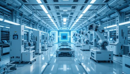 Poster - High-Tech Robotics Laboratory with Sleek Design and Advanced Equipment