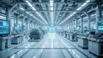 Poster - Advanced Automotive Manufacturing Facility with Modern Machinery