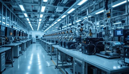 Poster - High-Tech Robotic Workstation in Modern Manufacturing Facility