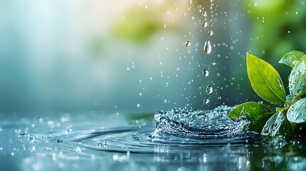 Poster - Ripples of Impact A Droplet s Influence on a Serene Pond   The photograph captures the moment a droplet of fresh water creates captivating ripples on the still surface of a pond