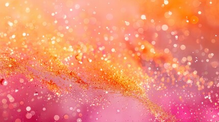 Poster - Layered abstract shapes with water droplets in orange and pink tones. 3D digital art for vibrant design. Abstract artwork of gradient color with vibrant orange and pink color with wave pattern. AIG51.
