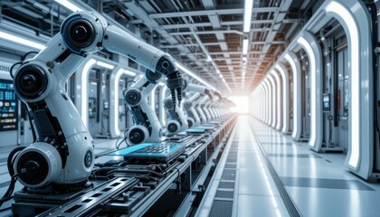 Poster - Advanced Robotic Arms in a Modern High-Tech Manufacturing Facility