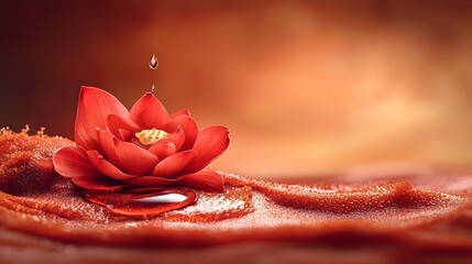 Poster - A crystal clear water droplet resting gracefully on a vibrant green lotus leaf demonstrating nature s flawless water repellent surfaces and highlighting the beauty of minimalist natural compositions